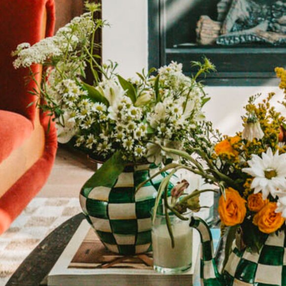 NEW MacKenzie-Childs Emerald Check Large Vase - Picture 3 of 3